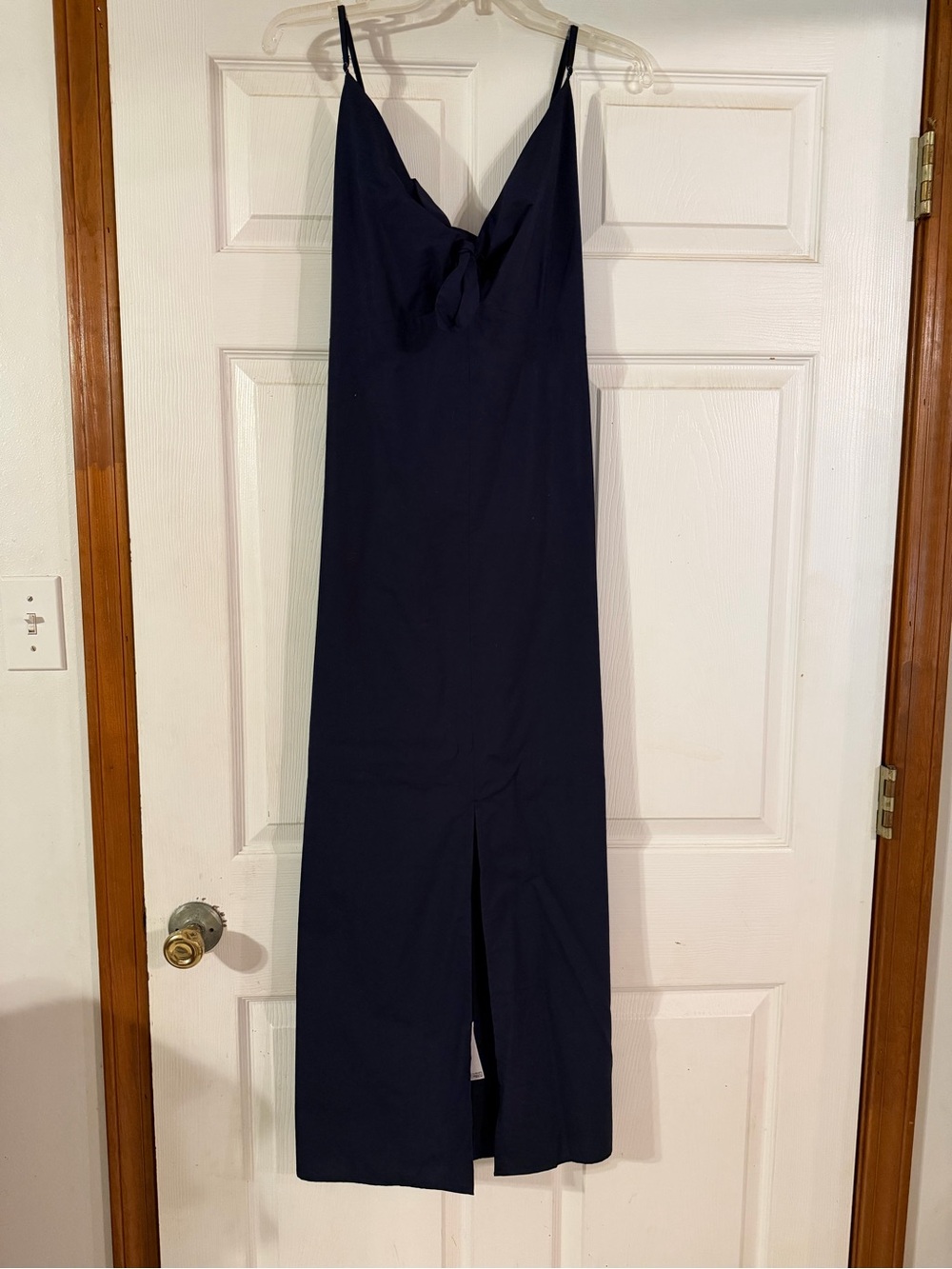 Banana Republic Navy Spaghetti-Strap Slip Jumpsuit with Front Slit